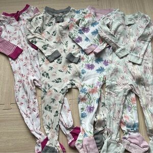 Baby girl organic cotton footed spring print pajamas size 12 months set of 4